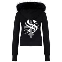 【 Sup Baby 】Baby Cross Fur Zip Hoodie - Tight Fit Women'S