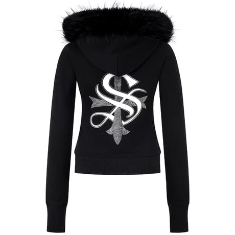【 Sup Baby 】Baby Cross Fur Zip Hoodie - Tight Fit Women'S