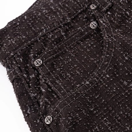 【 SUPPLIER 】Multiple Cross Leather Patch Baggy Denim