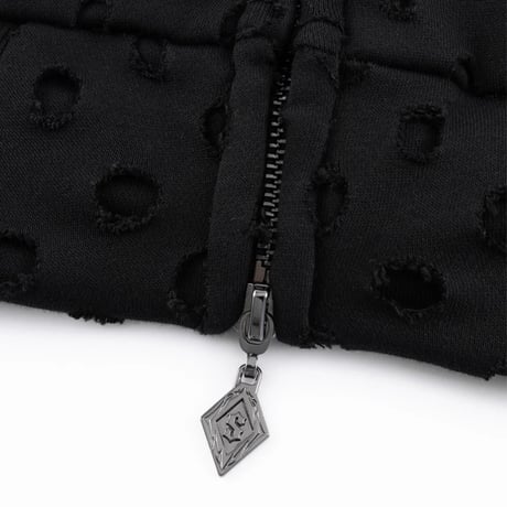 【 SUPPLIER 】Punched-Out Double Layer Hood Zip Up