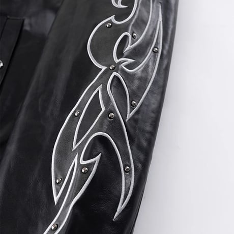 【 SUPPLIER 】Studded Tribal Faux Leather Jacket