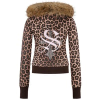 【 Sup Baby 】Leopard Baby Cross Fur Zip Hoodie - Tight Fit Women'S
