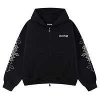 【 SUPPLIER 】Multiple Cross Leather Patch Zip Hoodie