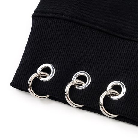 【 Sup Baby 】Multiple Cross Pierced Zip Hoodie Women'S