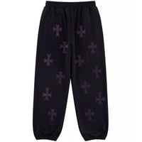 【 Unknown 】Black X Purple Cross Rhinestone Jogger