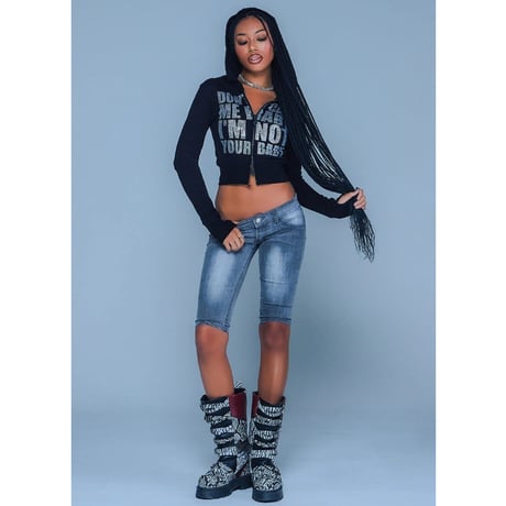 【 Sup Baby 】Not Your Baby Cropped Zip Hoodie