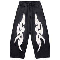【 SUPPLIER 】Studs Tribal Leather Patch Curve Denim
