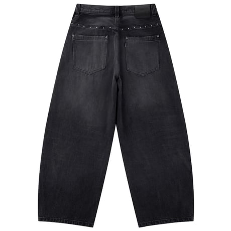 【 SUPPLIER 】Studs Tribal Leather Patch Curve Denim