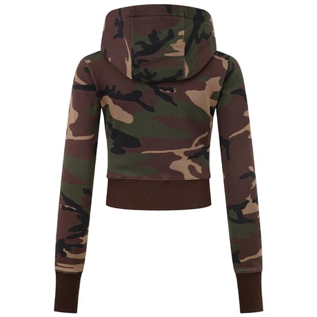 【 Sup Baby 】Camouflage Not Your Baby Cropped Zip Hoodie Women'S