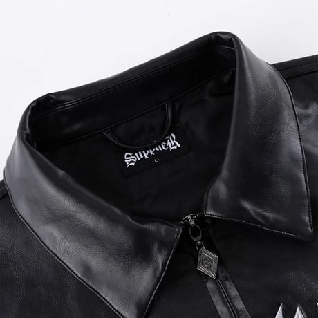 【 SUPPLIER 】Studded Tribal Faux Leather Jacket