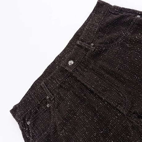 【 SUPPLIER 】Multiple Cross Leather Patch Baggy Denim