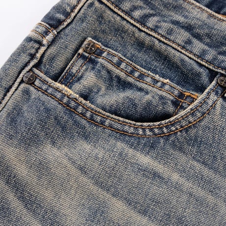 【 SUPPLIER 】Studs Tribal Leather Patch Curve Denim