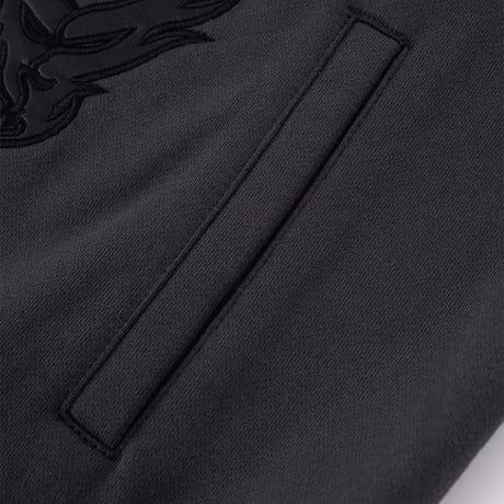 【 SUPPLIER 】Fire Bones Leather Patch Zip Hoodie