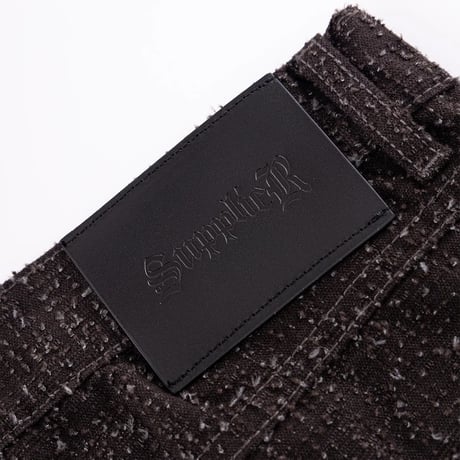 【 SUPPLIER 】Multiple Cross Leather Patch Baggy Denim