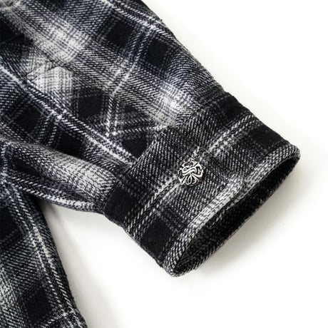 【 SUPPLIER 】Cross Rhinestone Flannel Check Shirt