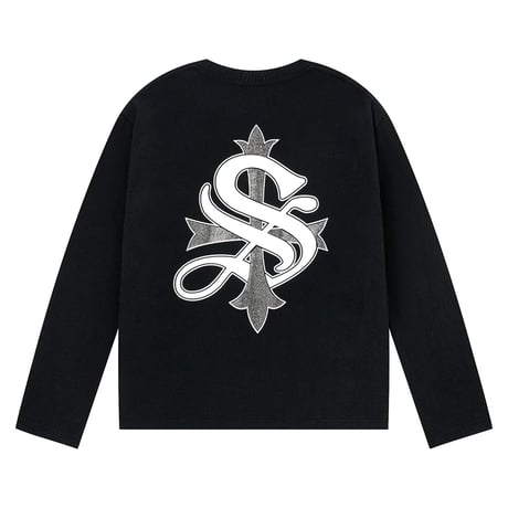 【 SUPPLIER 】Cross Rhinestone Long Sleeve Tee