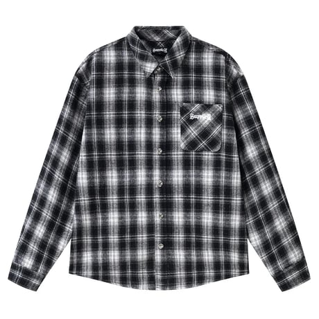 【 SUPPLIER 】Cross Rhinestone Flannel Check Shirt