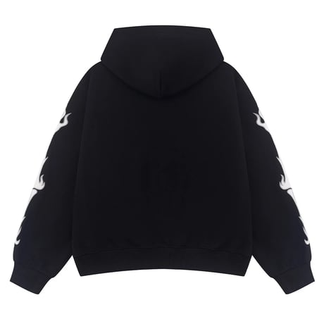 【 SUPPLIER 】Fire Bones Leather Patch Zip Hoodie