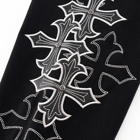 【 SUPPLIER 】Multiple Cross Leather Patch Zip Hoodie