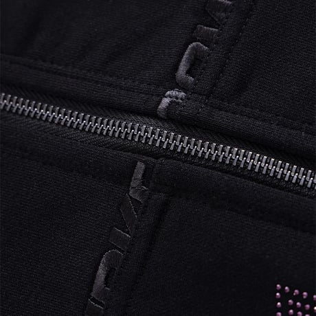 【 Unknown 】Black X Purple Cross Rhinestone Zip Hoodie
