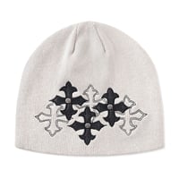 【 SUPPLIER 】Multiple Cross Leather Patch Beanie
