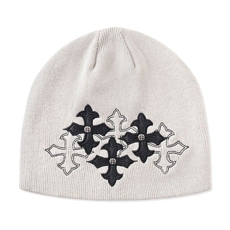 【 SUPPLIER 】Multiple Cross Leather Patch Beanie