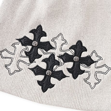 【 SUPPLIER 】Multiple Cross Leather Patch Beanie
