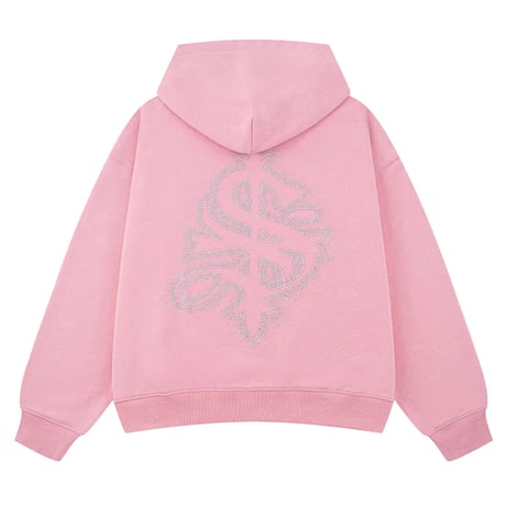 【 SUPPLIER 】Spray Cross Rhinestone Zip Hoodie