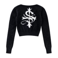 【 Sup Baby 】Baby Cross Cropped Mohair Knit Women'S