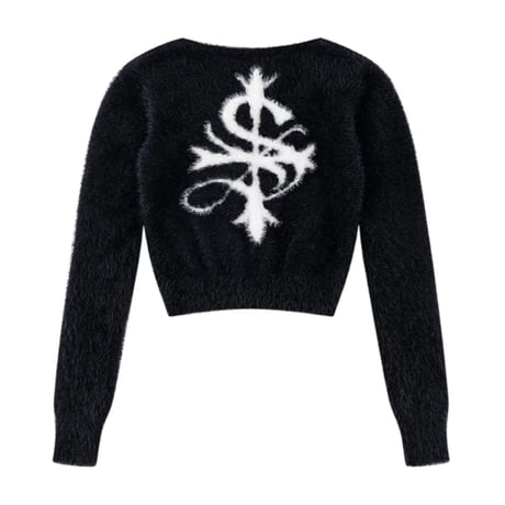 【 Sup Baby 】Baby Cross Cropped Mohair Knit Women'S