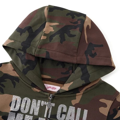 【 Sup Baby 】Camouflage Not Your Baby Cropped Zip Hoodie Women'S