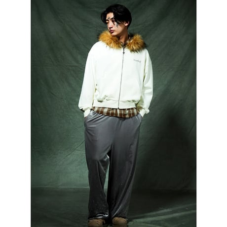 【 SUPPLIER 】Faux Fur Cross Zip Hoodie