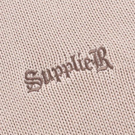 【 SUPPLIER 】Tribal Cross Leather Patch Crew Knit