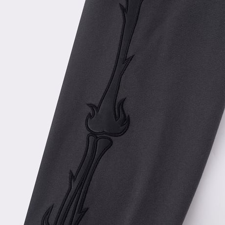 【 SUPPLIER 】Fire Bones Leather Patch Zip Hoodie