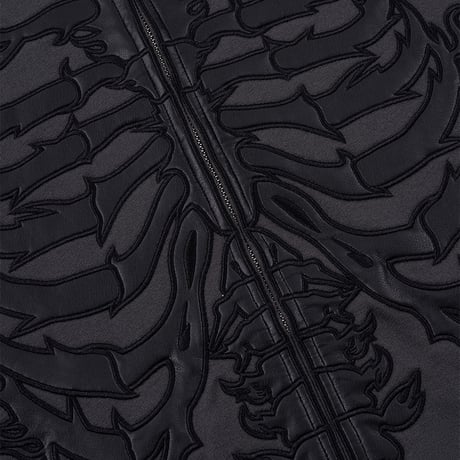 【 SUPPLIER 】Fire Bones Leather Patch Zip Hoodie