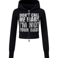 【 Sup Baby 】Not Your Baby Cropped Zip Hoodie