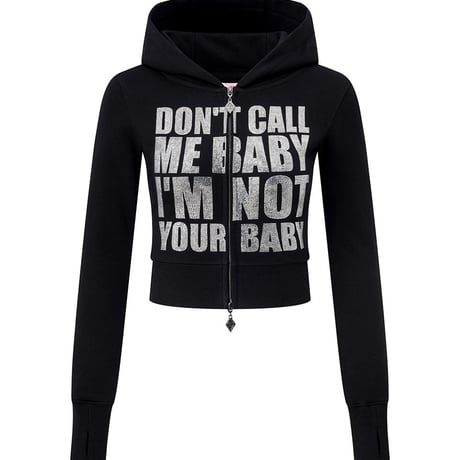 【 Sup Baby 】Not Your Baby Cropped Zip Hoodie