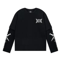 【 Unknown 】Cursive Rhinestone Layered Long Sleeve