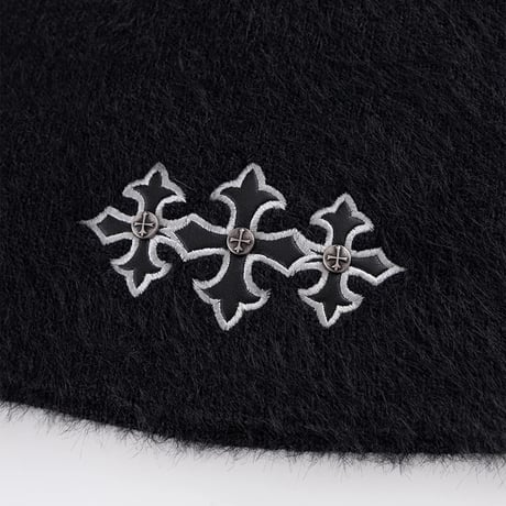 【 SUPPLIER 】Triple Cross Shaggy Knit Beanie