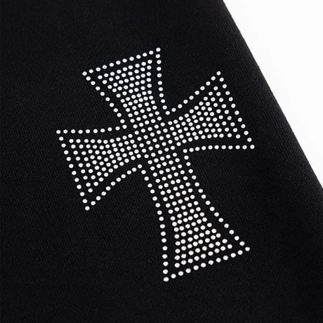【 Unknown 】Black X Silver Cross Rhinestone Jogger