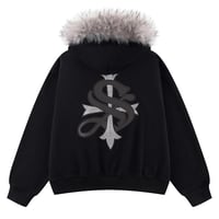 【 SUPPLIER 】Faux Fur Cross Zip Hoodie