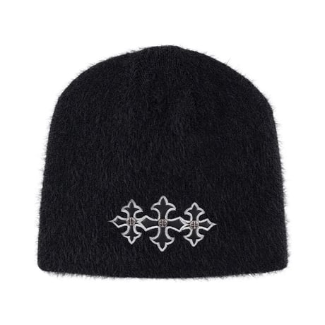 【 SUPPLIER 】Triple Cross Shaggy Knit Beanie