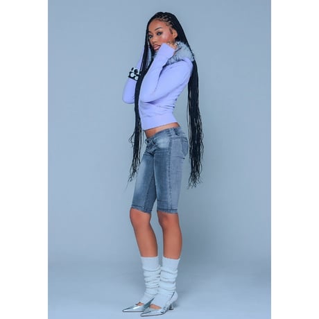 【 Sup Baby 】Baby Cross Fur Zip Hoodie - Tight Fit Women'S