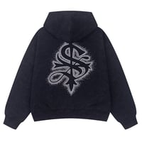 【 SUPPLIER 】Spray Cross Rhinestone Zip Hoodie