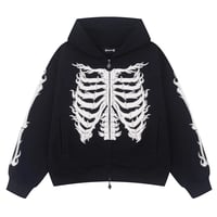 【 SUPPLIER 】Fire Bones Leather Patch Zip Hoodie