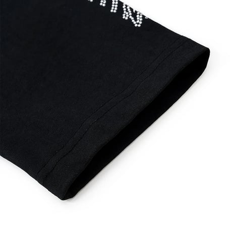 【 Unknown 】Cursive Rhinestone Layered Long Sleeve