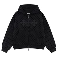 【 SUPPLIER 】Punched-Out Double Layer Hood Zip Up