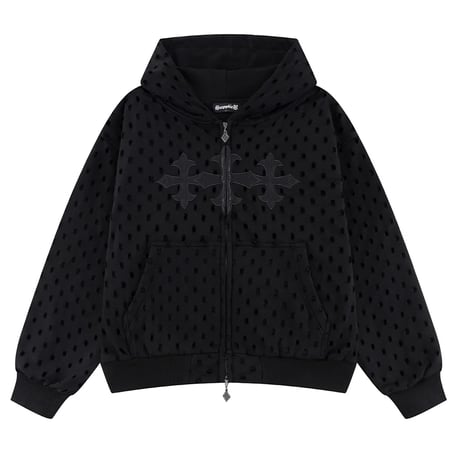 【 SUPPLIER 】Punched-Out Double Layer Hood Zip Up
