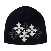 【 SUPPLIER 】Multiple Cross Leather Patch Beanie