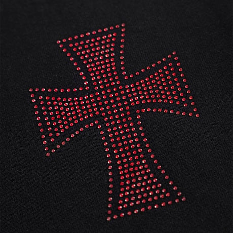 【 Unknown 】Black X Red Cross Rhinestone Jogger
